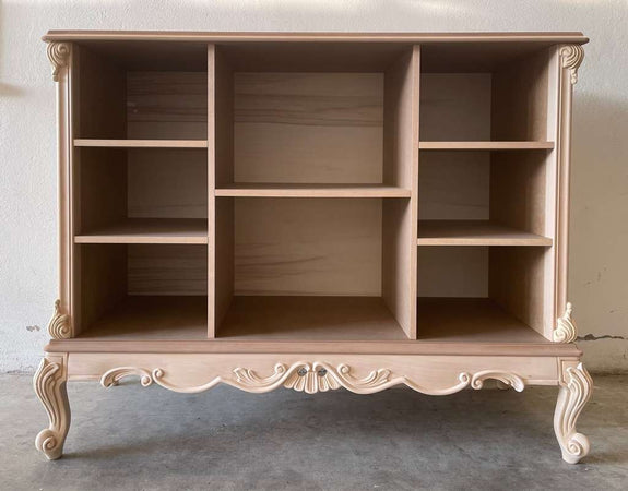 MOBILI 2G - Credenza bacheca a giorno classica barocco Legno grezzo 130x48x100