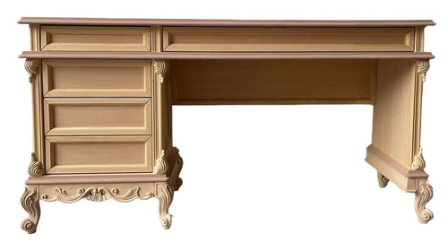 MOBILI 2G - scrivania toilette 5 cassetti classica barocco Legno grezzo 162x42x82