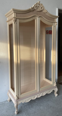MOBILI 2G - Vetrina 2 ante classica barocco Legno grezzo 114x46x214