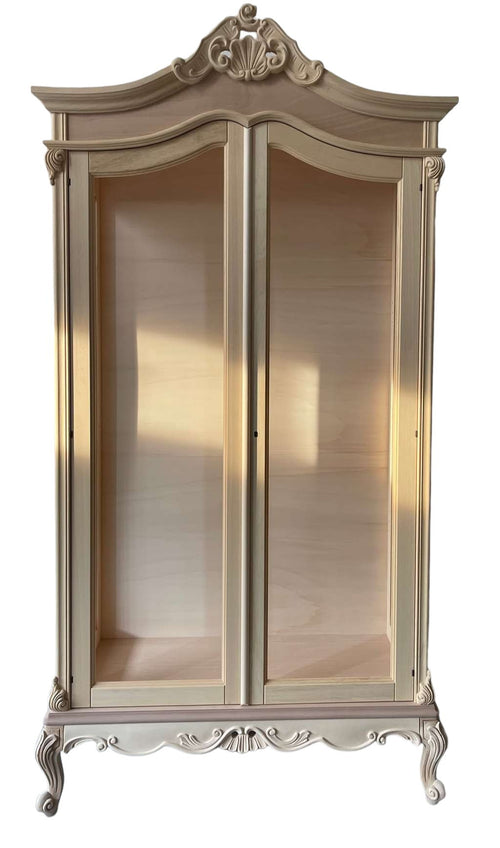 MOBILI 2G - Vetrina 2 ante classica barocco Legno grezzo 114x46x214