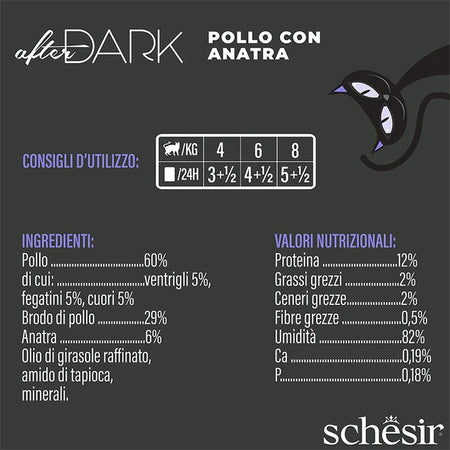 Schesir After Dark Pollo con Anatra Scatoletta per Gatti Adulti 80gr