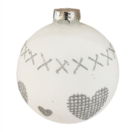 15 palline per albero di natale in vetro bianco ed argento da Ø 10 cm pendaglio decorato