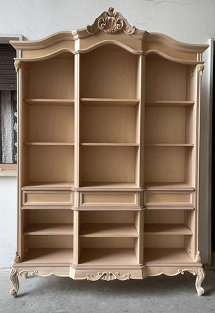 MOBILI 2G - Libreria a giorno 3 cassetti classica barocco Legno grezzo 165x38x236
