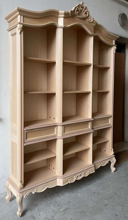 MOBILI 2G - Libreria a giorno 3 cassetti classica barocco Legno grezzo 165x38x236