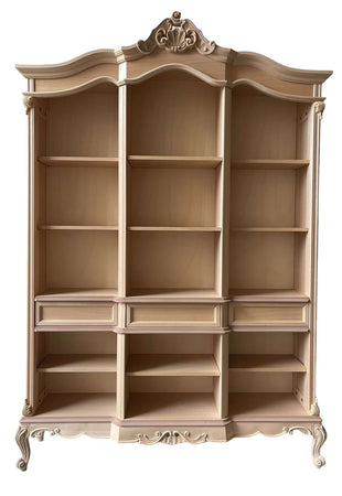 MOBILI 2G - Libreria a giorno 3 cassetti classica barocco Legno grezzo 165x38x236