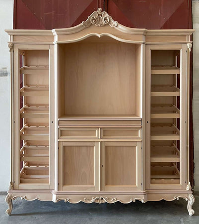 MOBILI 2G - Cantinetta porta bottiglie classica barocco Legno grezzo 215x63x236