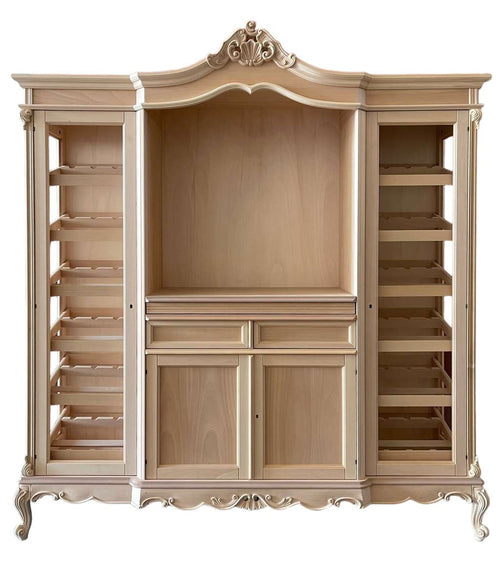 MOBILI 2G - Cantinetta porta bottiglie classica barocco Legno grezzo 215x63x236
