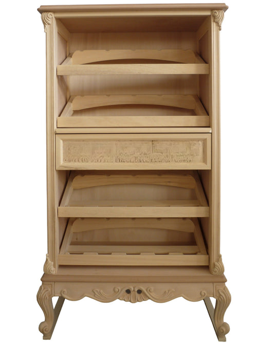 MOBILI 2G - Cantinetta porta bottiglie classica barocco Legno grezzo 87x48x149
