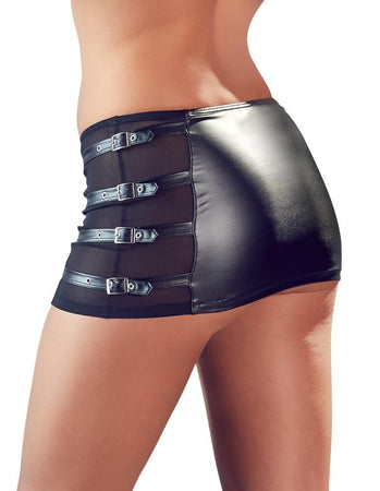 Mini gonna con fibbie Nero Elasticizzato