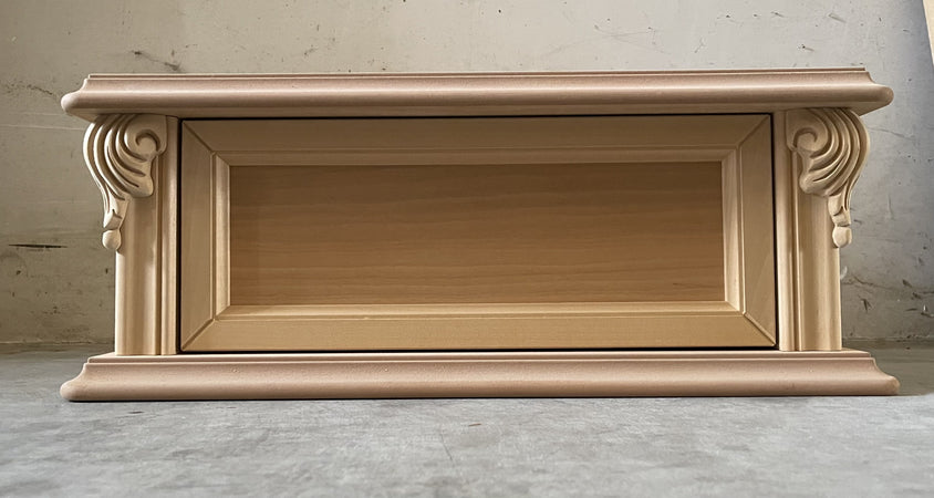 MOBILI 2G - Comodino sospeso 1 cassetto classica barocco Legno grezzo 55x34x21