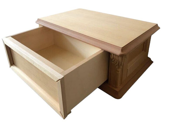 MOBILI 2G - Comodino sospeso 1 cassetto classica barocco Legno grezzo 55x34x21