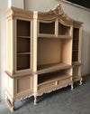 MOBILI 2G - Parete porta tv classica barocco Legno grezzo 258x60x255