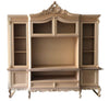 MOBILI 2G - Parete porta tv classica barocco Legno grezzo 258x60x255