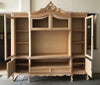 MOBILI 2G - Parete porta tv classica barocco Legno grezzo 258x60x255