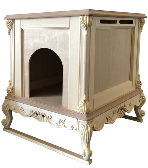 MOBILI 2G - Casetta per cani classica barocco Legno grezzo 58x80x70