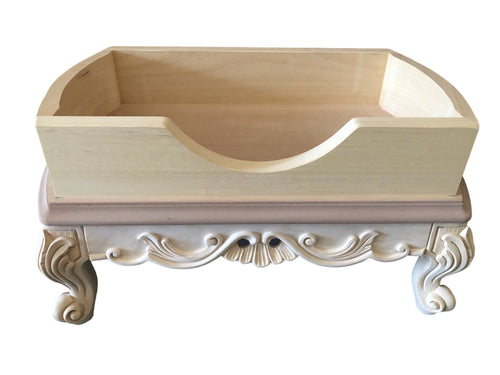 MOBILI 2G - Pouff per gatti classica barocco Legno grezzo 59x40x30