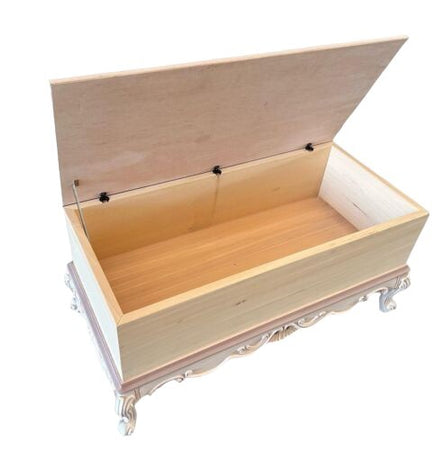 MOBILI 2G - Panca scendiletto contenitore classico barocco Legno grezzo 120x60x55