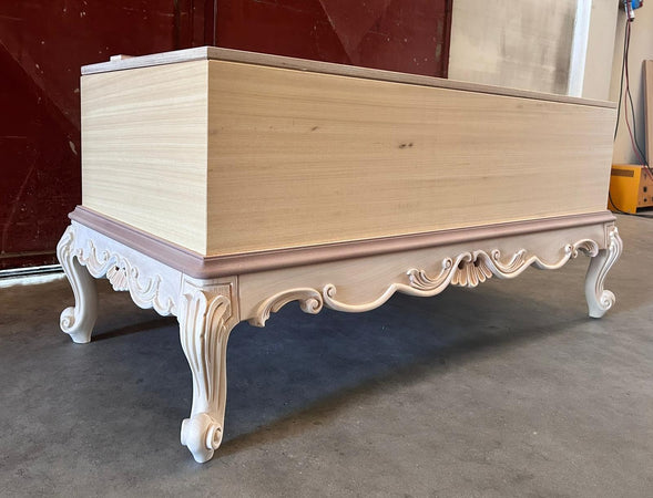 MOBILI 2G - Panca scendiletto contenitore classico barocco Legno grezzo 120x60x55