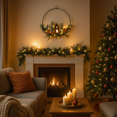 Pendente natalizio per Albero di Natale in legno con luce led Ø 30 cm