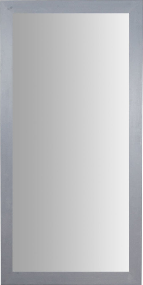 Biscottini Specchiera a muro rettangolare in legno massello di tiglio finitura grigia L100xPR3xH200 cm Made in Italy