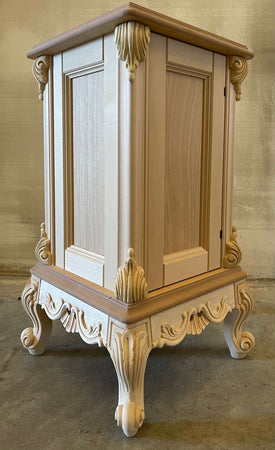 MOBILI 2G - Porta vasi credenzina classico barocco Legno grezzo 41x41x70