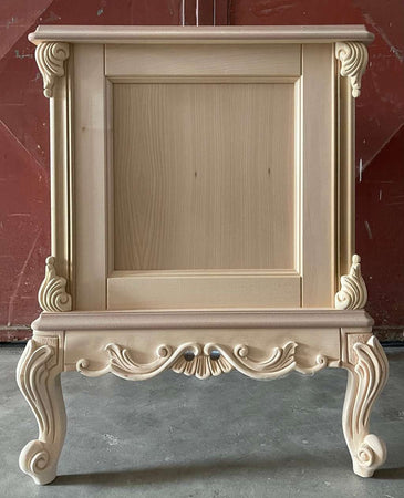 MOBILI 2G - Fioriera quadrata classica barocco Legno grezzo 62x62x76