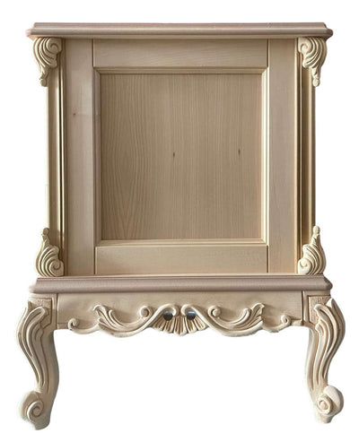 MOBILI 2G - Fioriera quadrata classica barocco Legno grezzo 62x62x76