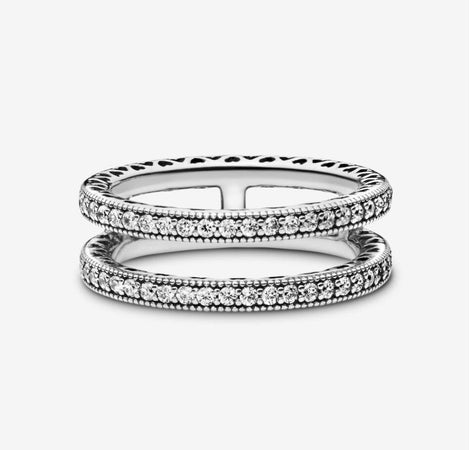 Pandora anello doppi cuori scintillanti