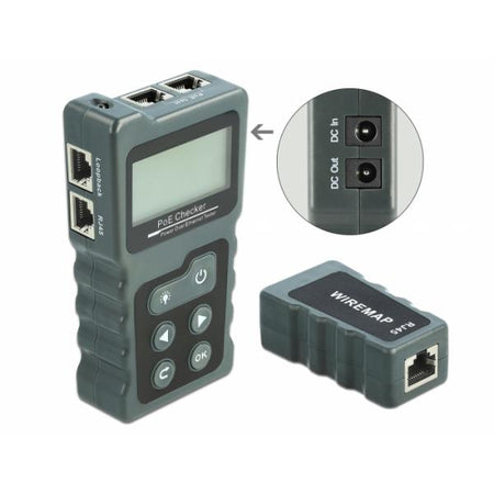 Delock Tester per cavi LCD RJ45/PoE/DC - set tester di rete