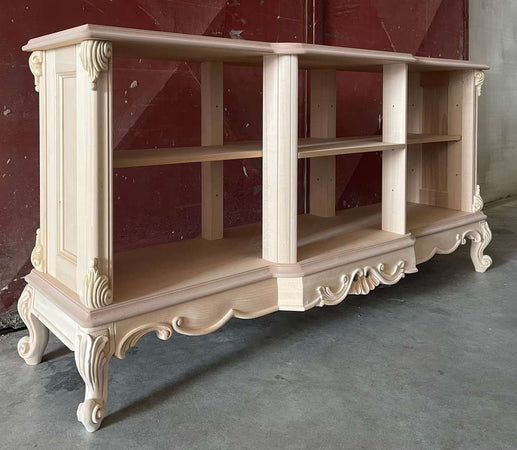 MOBILI 2G - Retro divano bifacciale classico barocco Legno grezzo 155x50x76