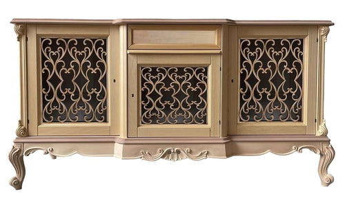 MOBILI 2G - Credenza 3 porte 1 cassetto classica barocco Legno grezzo incisa 174x60x92