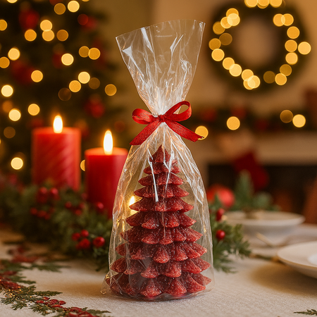 Candela decorativa albero di natale in cera per decorazioni natalizie