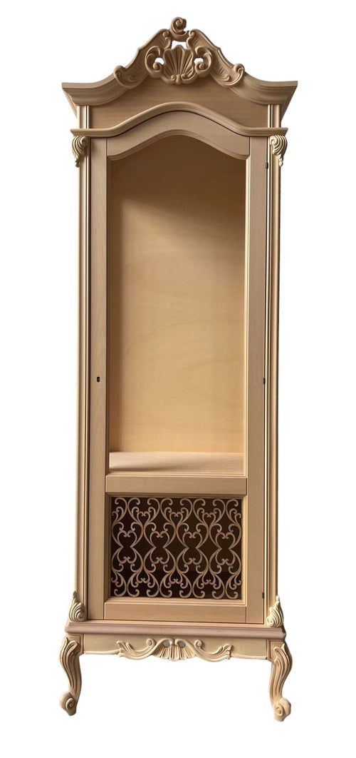 MOBILI 2G - Vetrina 1 anta classica barocco Legno grezzo incisa 72x46x214