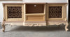 MOBILI 2G - Porta tv 2 ante 1 cassetto classico barocco Legno grezzo incisa 174x60x76
