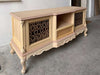 MOBILI 2G - Porta tv 2 ante 1 cassetto classico barocco Legno grezzo incisa 174x60x76
