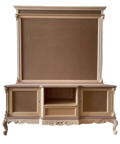 MOBILI 2G - Porta tv con pannello classico barocco Legno grezzo 174x60x189