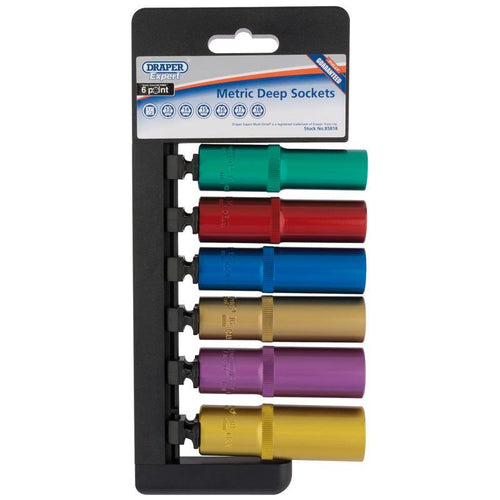 Set chiavi metriche 1/2 prolungate colorate (6 punte) professionali 225mm 6 pz Draper tools
