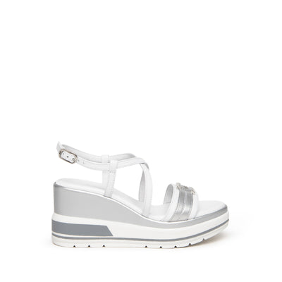 Nero Giardini sandalo bianco con zeppa E307701D707 Donna