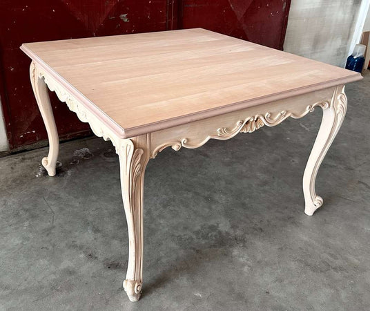 Tavolo quadrato fisso classico barocco Legno grezzo 120x120x80