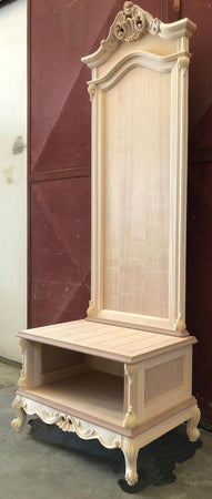 MOBILI 2G - Porta valigie con Pannello classico barocco Legno grezzo 82x51x221