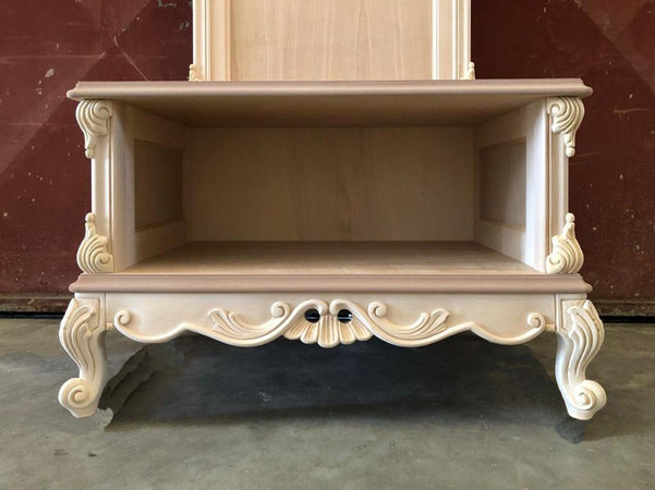 MOBILI 2G - Porta valigie con Pannello classico barocco Legno grezzo 82x51x221