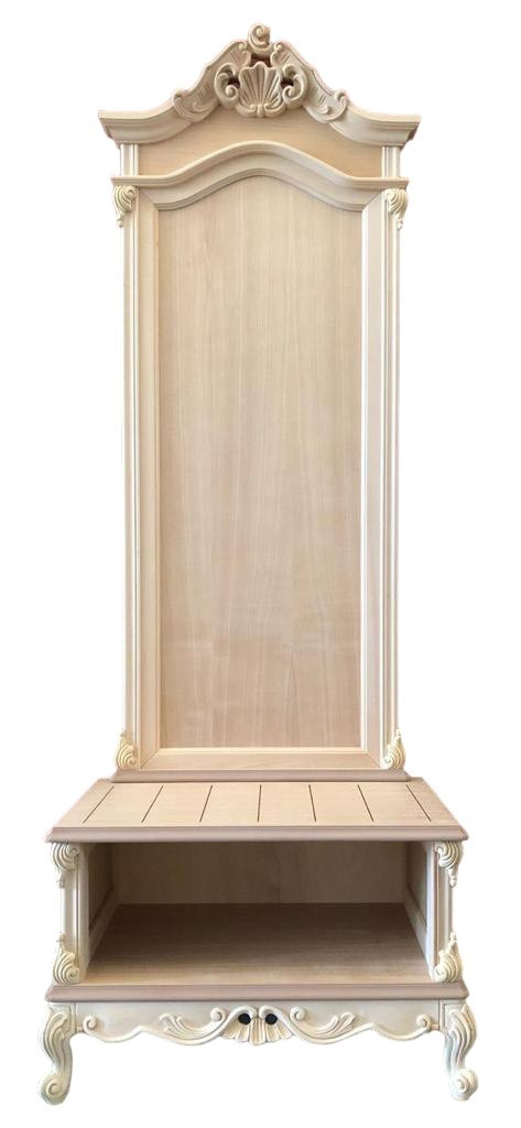 MOBILI 2G - Porta valigie con Pannello classico barocco Legno grezzo 82x51x221