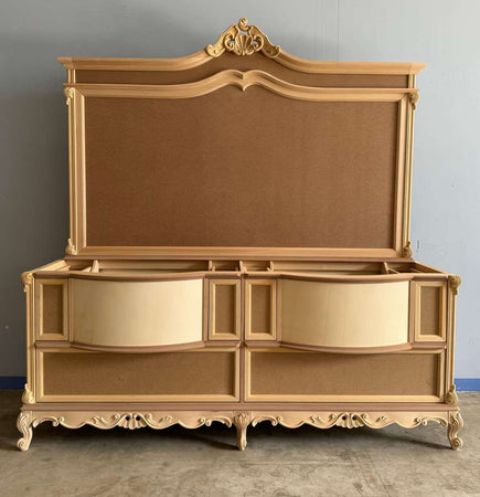 MOBILI 2G - Bagno doppio con specchio classico barocco Legno grezzo 211x58x213
