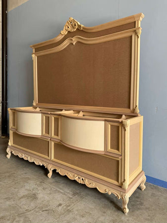 MOBILI 2G - Bagno doppio con specchio classico barocco Legno grezzo 211x58x213