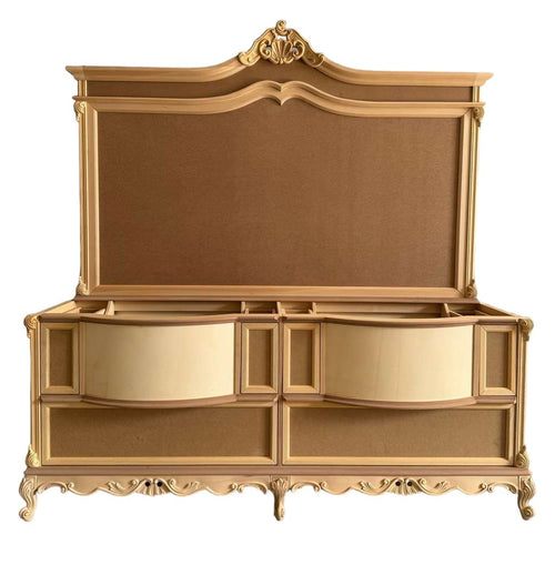 MOBILI 2G - Bagno doppio con specchio classico barocco Legno grezzo 211x58x213