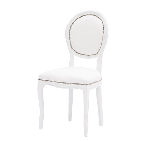 MOBILI 2G - Set 2 sedie shabby  legno imbottita ecopelle bianca 50x47x100