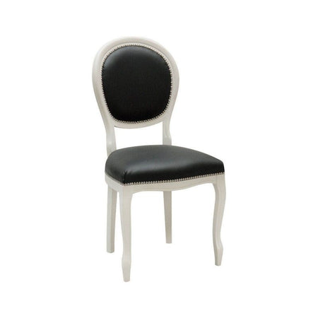 MOBILI 2G - Set 2 sedie shabby  legno imbottita ecopelle nero 50x47x100