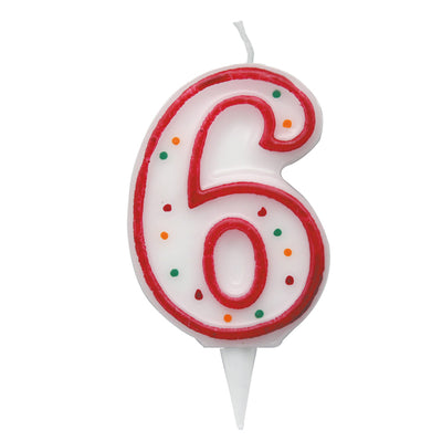 Candelina Zuccherino Numero 6 - H. 8.5Cm Big Party