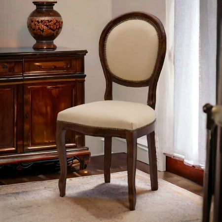 Set 2 sedie classiche  legno imbottita ecopelle beige 50x47x100