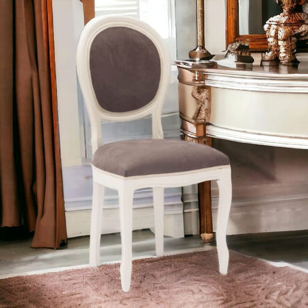 MOBILI 2G - Set 2 sedie shabby  legno imbottita microfibra marrone 50x47x100